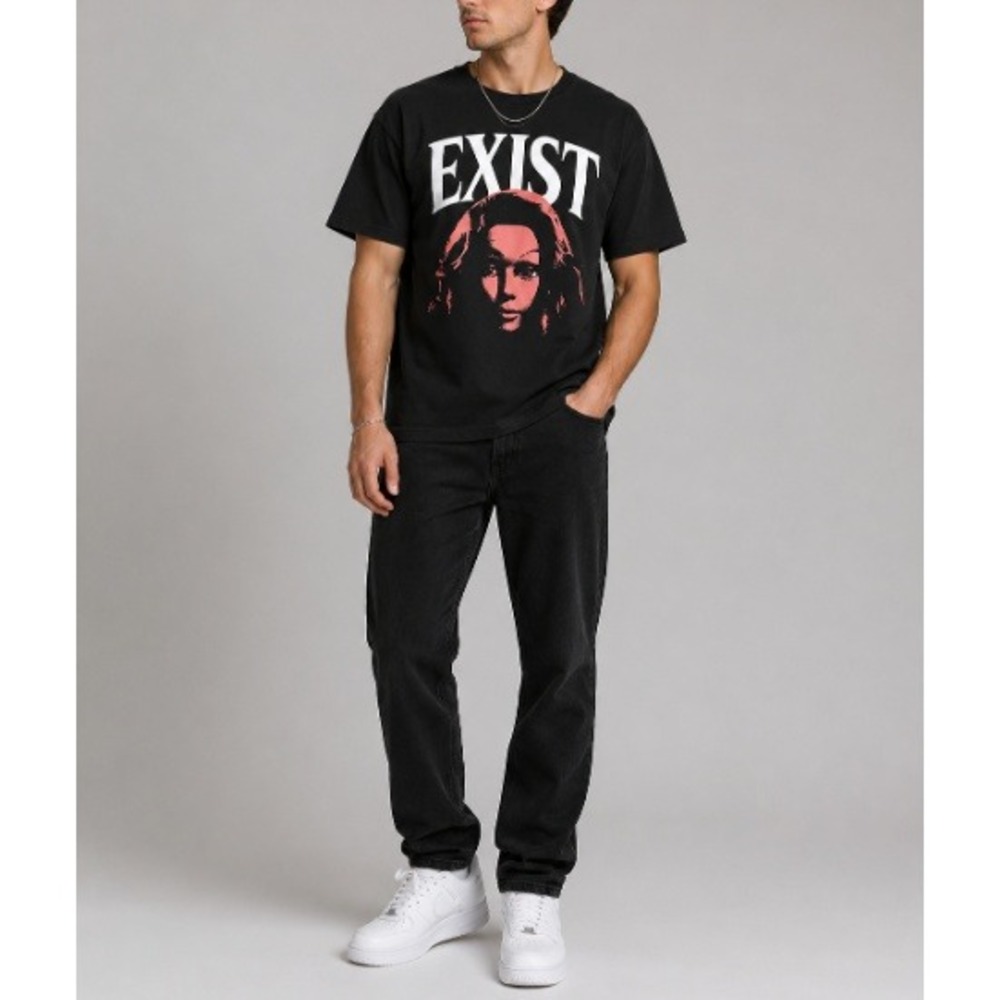 Exist Mannequin Men's Black Short Sleeve Crew Neck Graphic T-Shirt Size M NWT